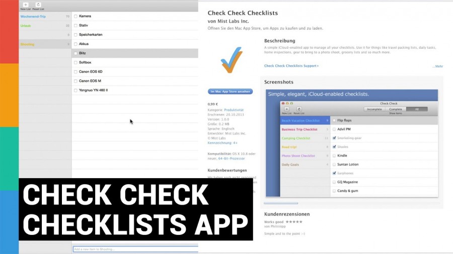 App Empfehlung: Check Check Checklists für Mac OS X & iOS