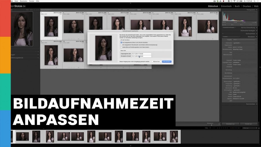 Aufnahmezeit von Bildern nachträglich ändern mit Lightroom