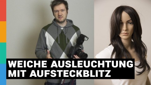 Weiche Ausleuchtung mit Aufsteckblitz auf Kamera